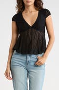 Madden Girl Cap Sleeve Lace Babydoll Top