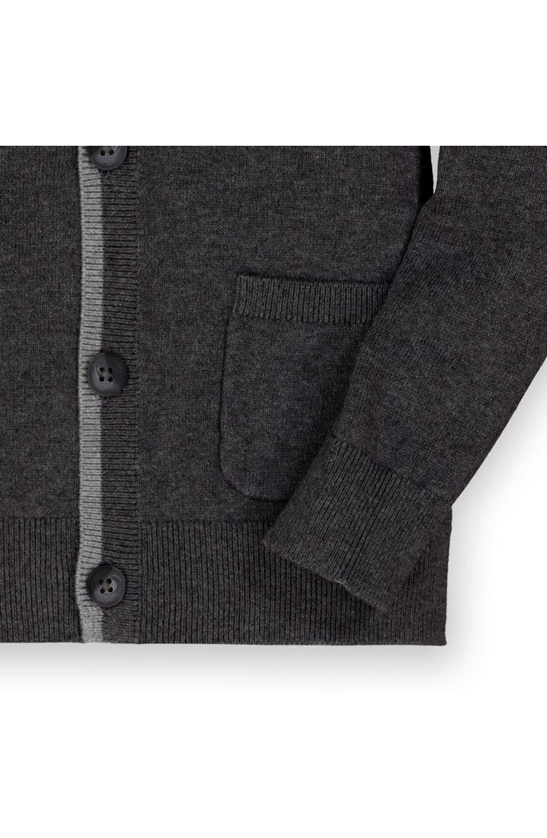 Hope & Henry Baby Boys' Organic Tipped Cardigan with Elbow Patches, Infant, Alternate, color, Charcoal Gray Heather