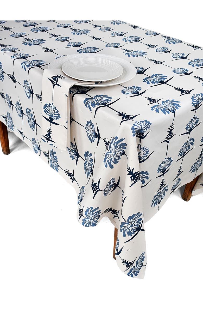 FRENCH HOME Tropical Garden Tablecloth, Main, color, Indigo And Sky