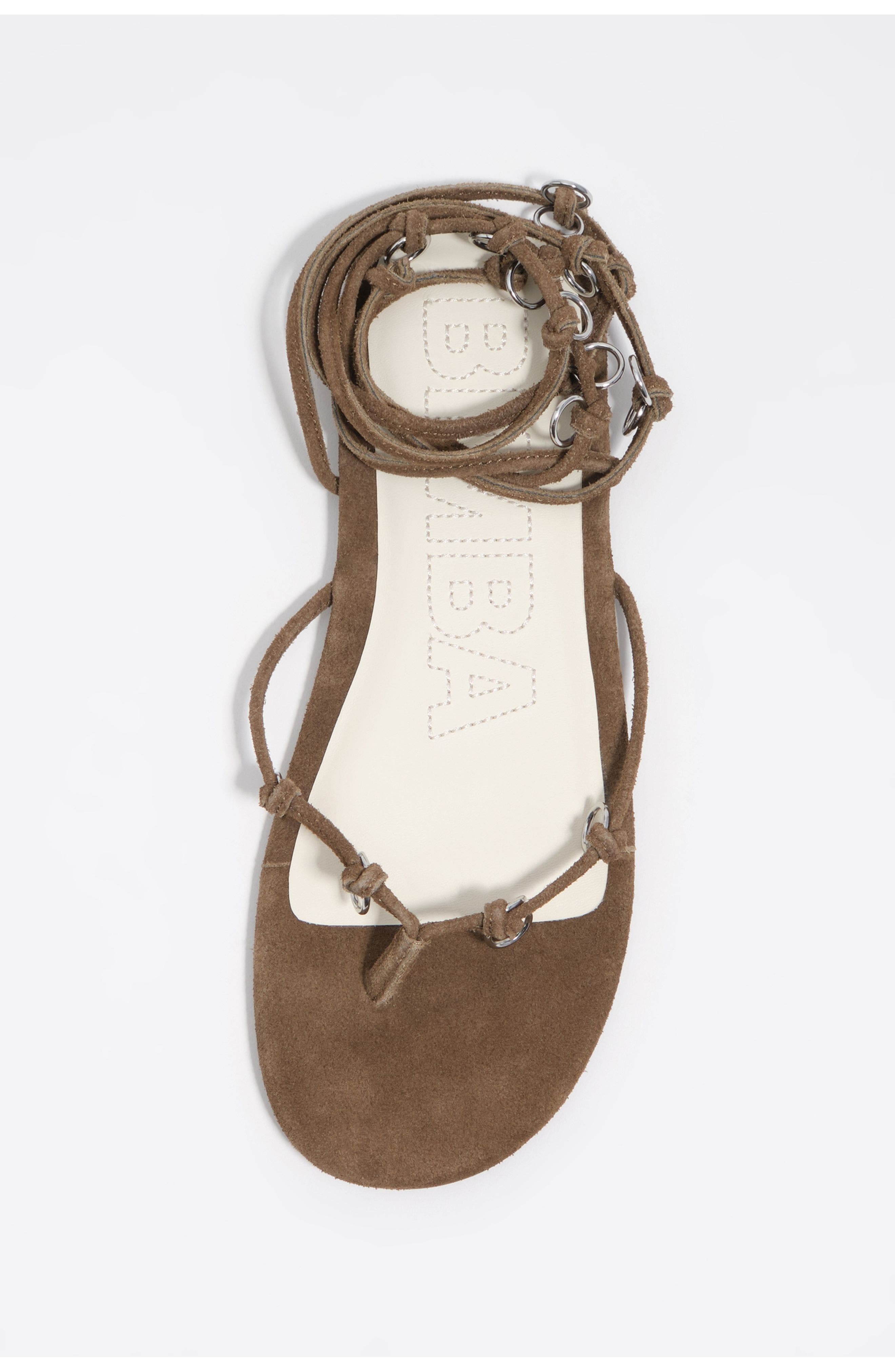 Bimba y Lola Suede Sandal With Piercings, Alternate, color, Dark Green
