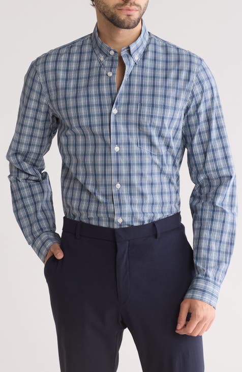 Plaid Trim Fit Button-Down Shirt