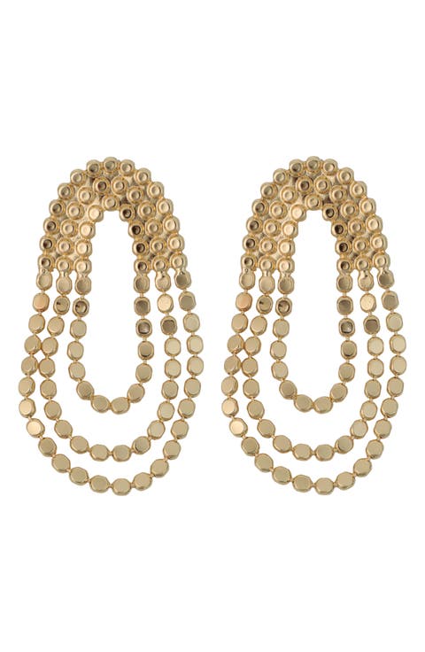 Oval Draped Drop Earrings