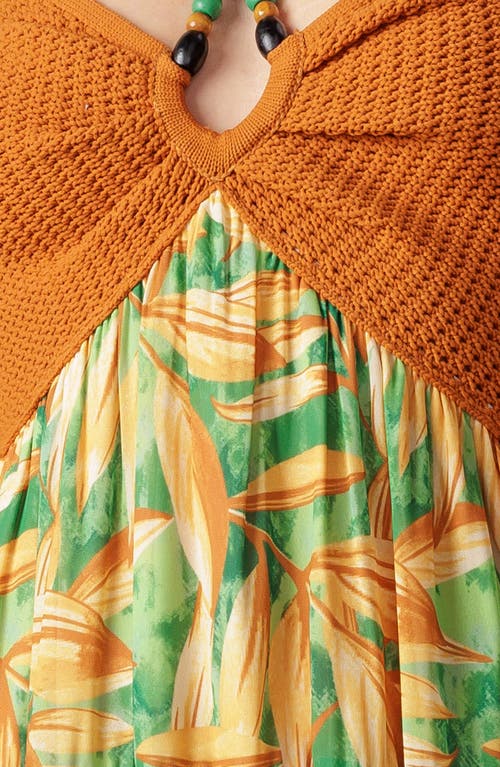 Flying Tomato Puff Sleeve Mixed Media Babydoll Dress In Multi