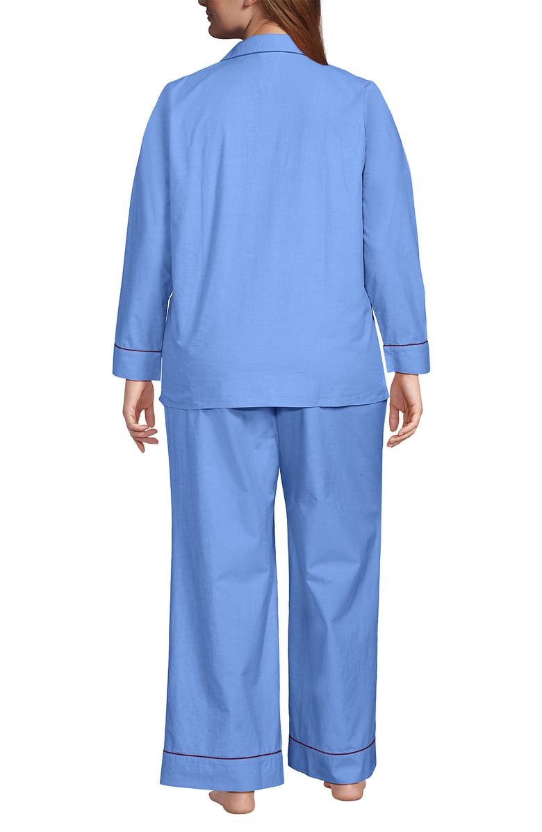 Lands' End Cotton Poplin 2 Piece Pajama Set - Long Sleeve Top and Pants, Alternate, color, 