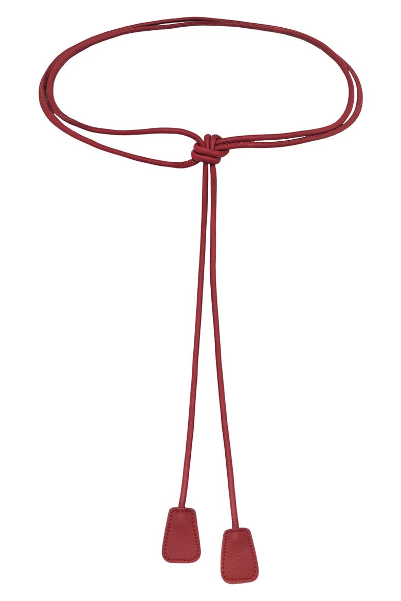 Tab Accent Faux Leather Tie Belt, Main, color, RED
