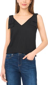CeCe Bow Shoulder V-Neck Tank