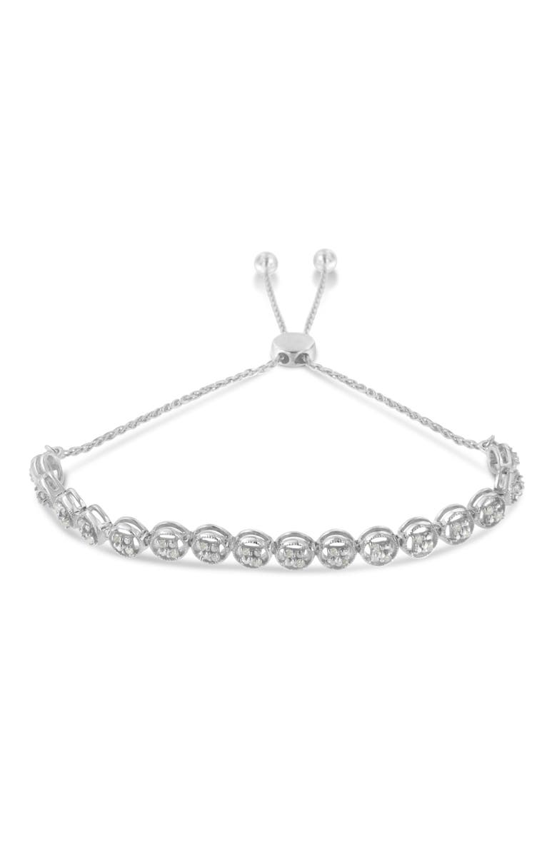 Haus of Brilliance Silver 1/4 Cttw Diamond Bolo Bracelet, Main, color, White