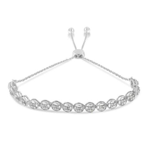 Silver 1/4 Cttw Diamond Bolo Bracelet