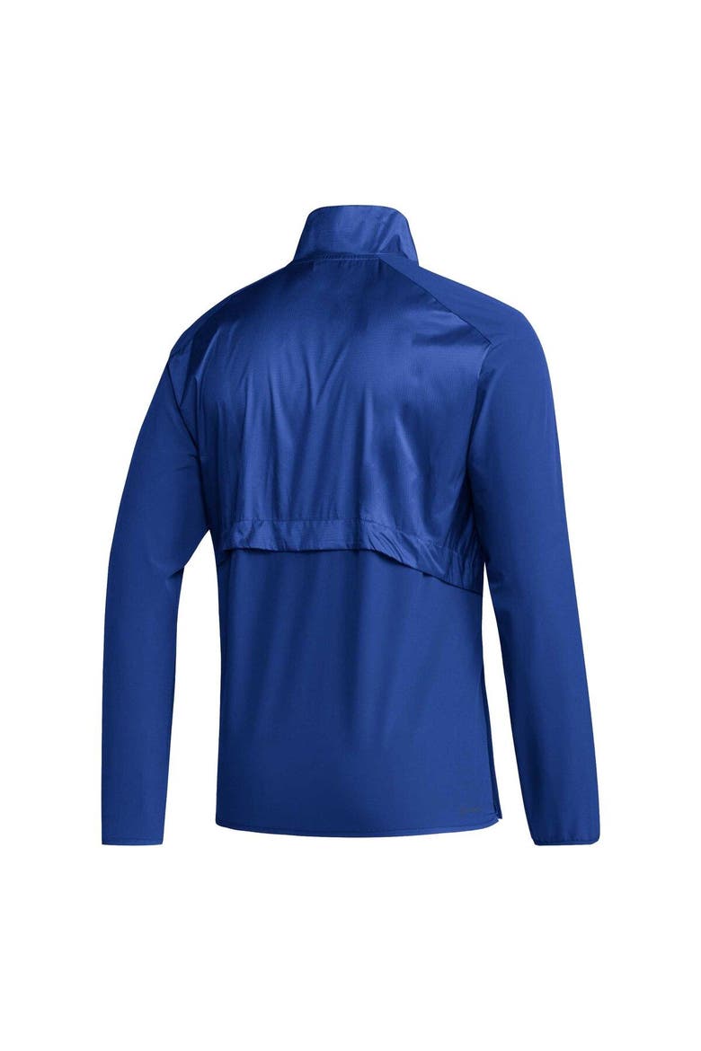 Men's adidas Royal Kansas Jayhawks Sideline AEROREADY Raglan Sleeve Quarter-Zip Jacket, Alternate, color, Royal