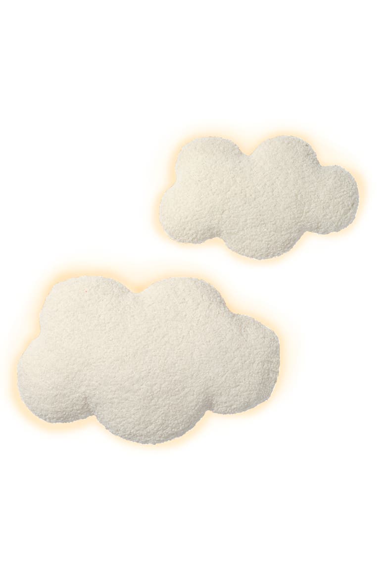 Soft White Puffy LED Light-Up Glowing Clouds 2-Pack Wall Decor, Main, color, Cream