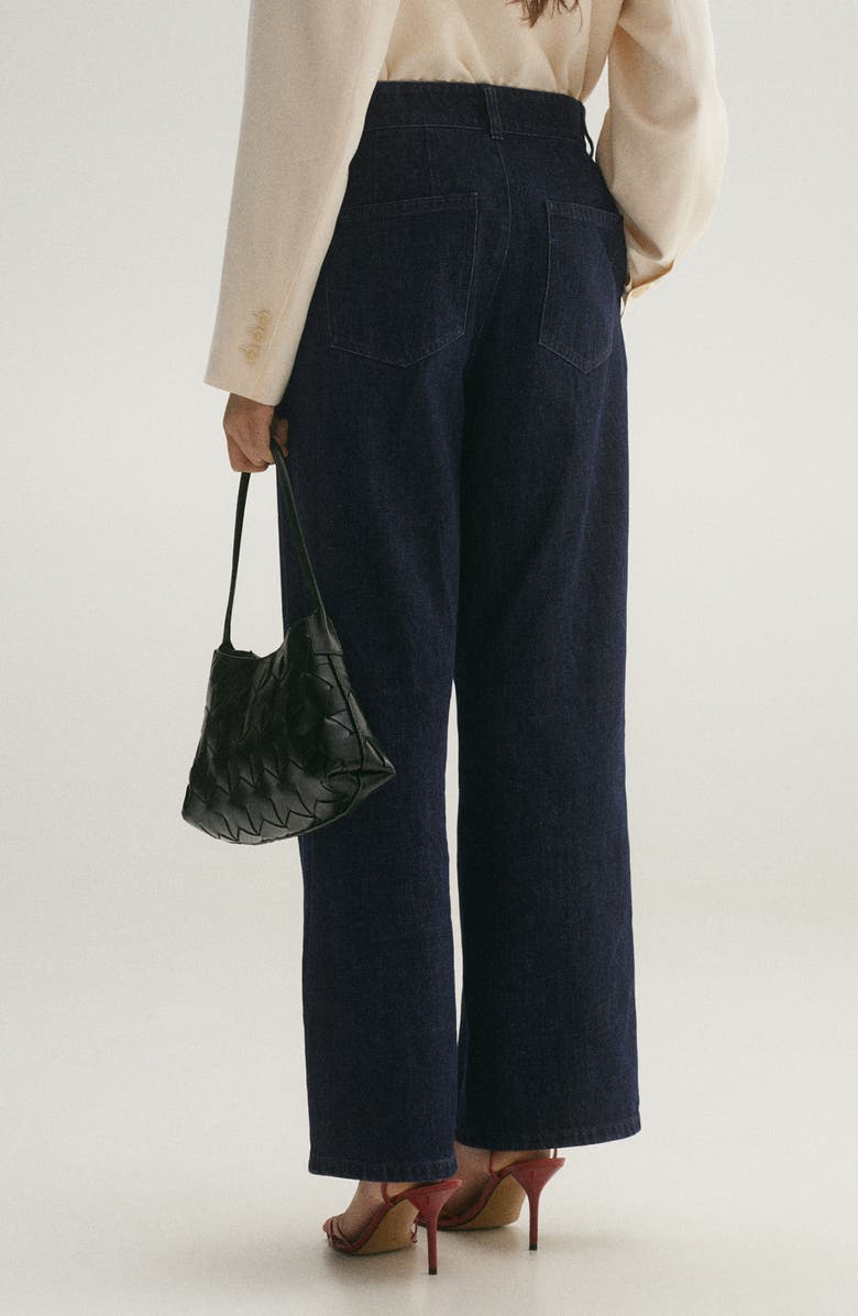 MANGO Pleated High Waist Wide Leg Jeans, Alternate, color, Open Blue