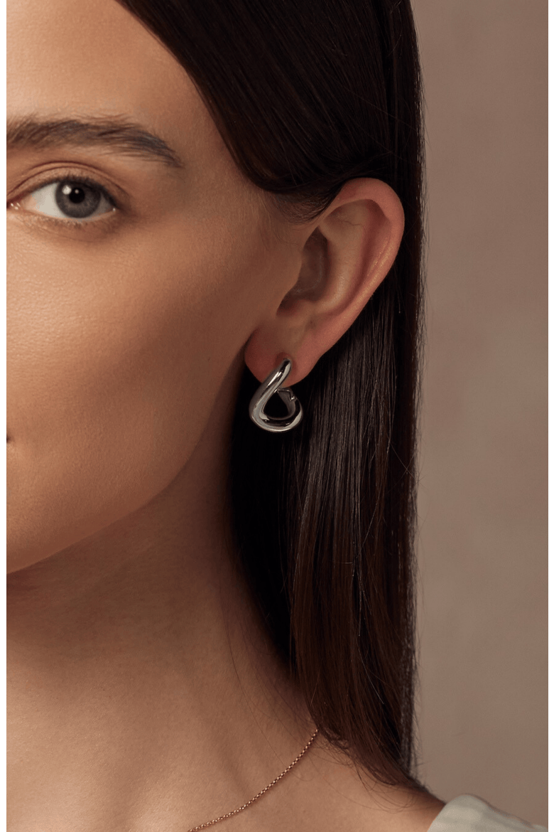 14k Gold Plated Chase Twisted Hoop Earrings Gift Idea, Alternate, color, Silver