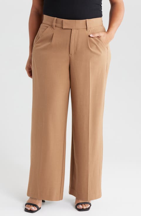 'Ab'Solution Skyrise Pleated Wide Leg Pants (Plus)