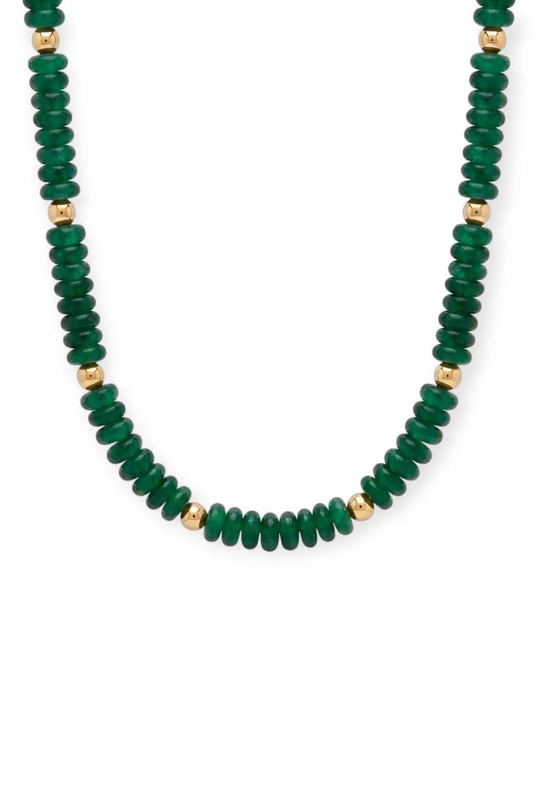 Green and 14k Gold Filled Beaded Necklace, Main, color, Green