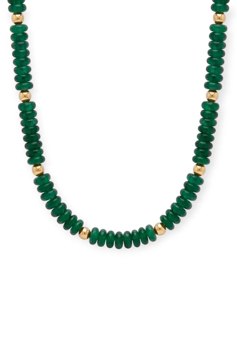 Green and 14k Gold Filled Beaded Necklace