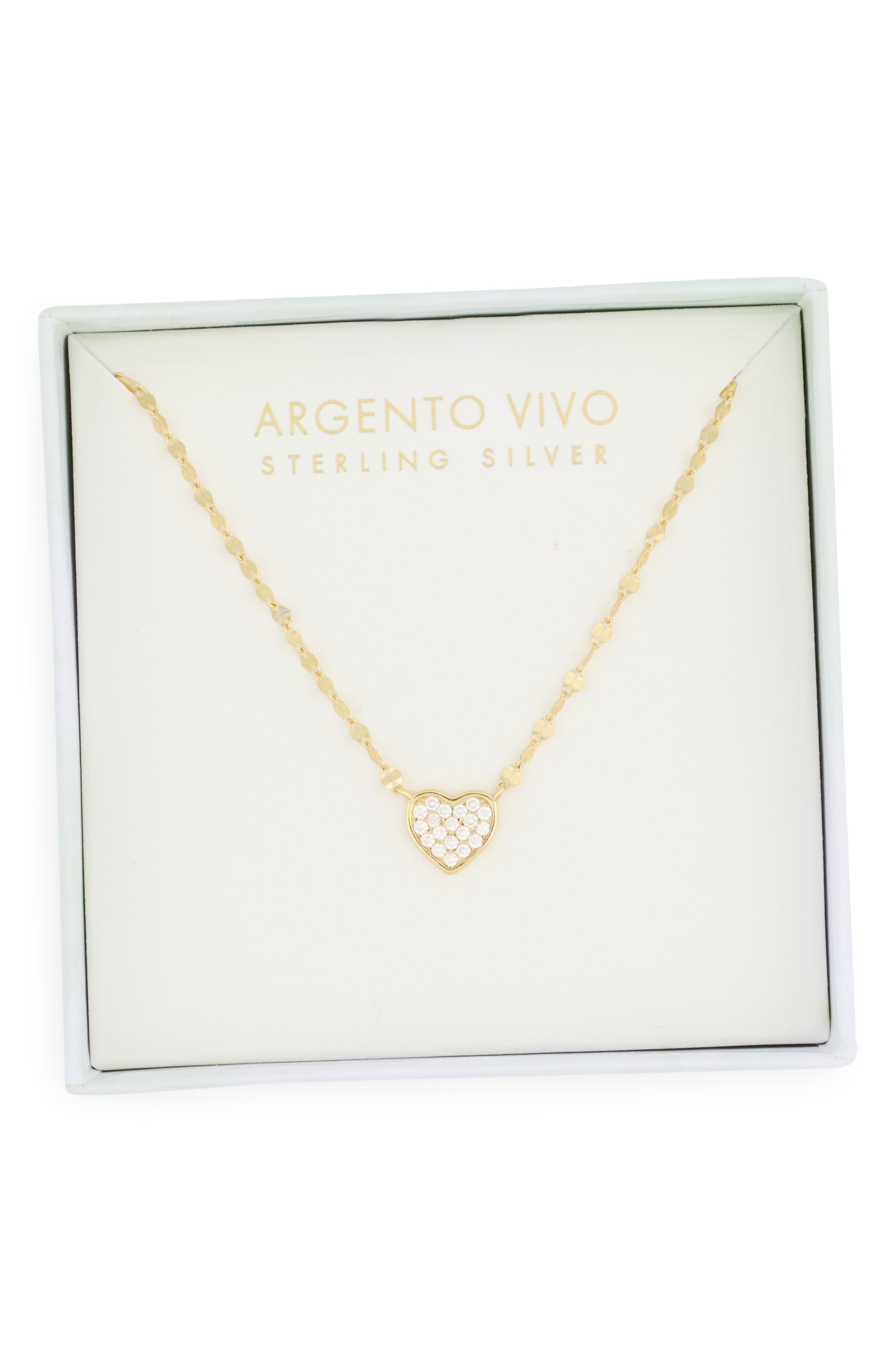 Argento Vivo Sterling Silver Cubic Zirconia Pavé Heart Pendant Necklace