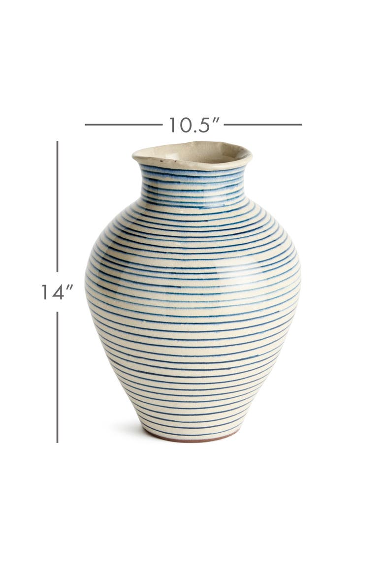 Mirela Medium Blue Terracotta Vase, Alternate, color, Blue