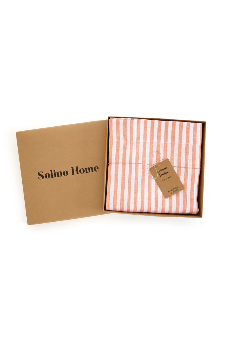 Linen Tablecloth - Amalfi Stripe, Alternate, color, Orange and White
