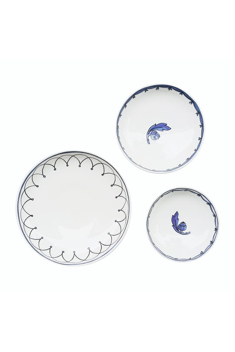 Heritage Blue Bird Assorted Set of 3 Canape Dishes, Main, color, Multi