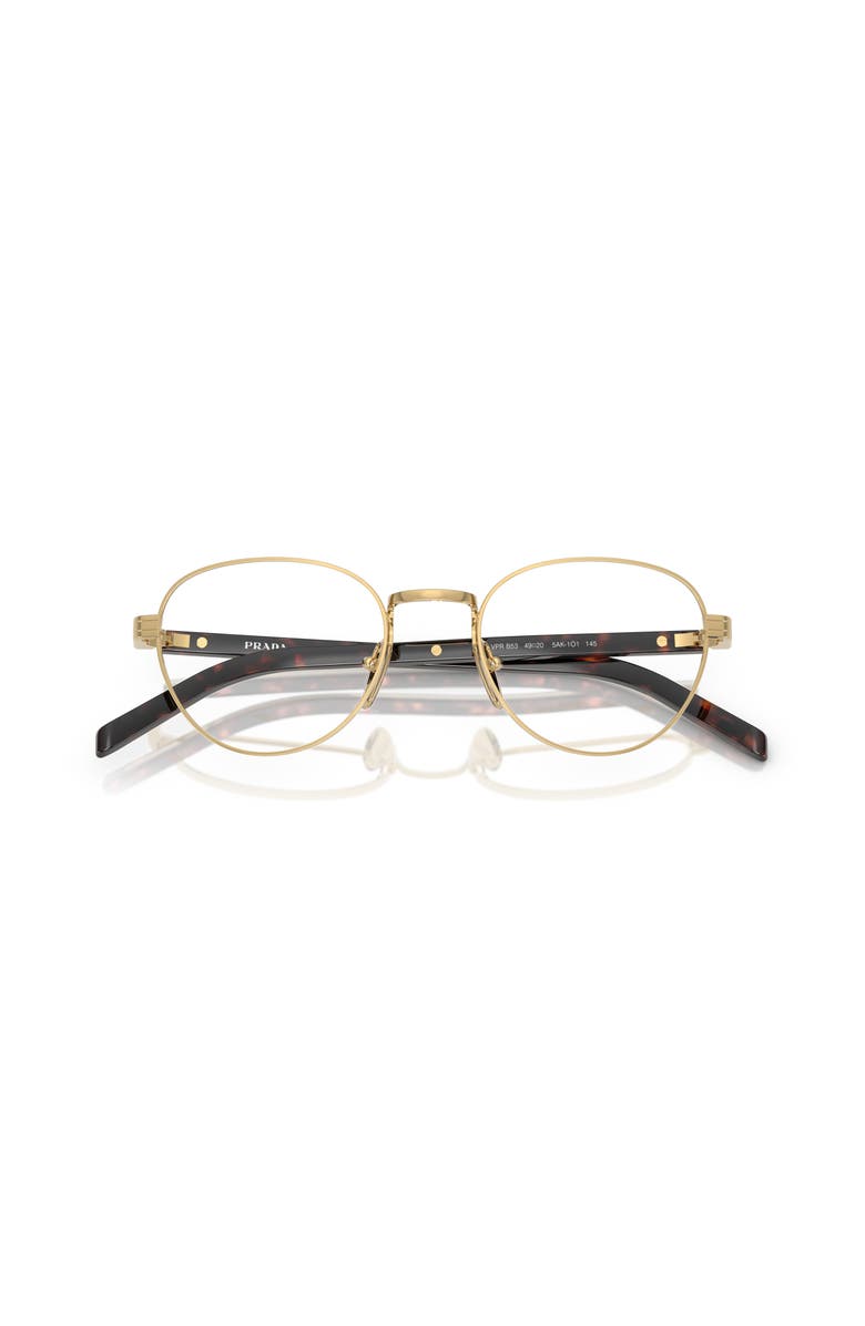 Prada 51mm Round optical glasses, Alternate, color, Gold