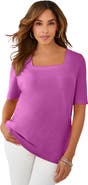 Jessica London Stretch Cotton Square Neck Tee