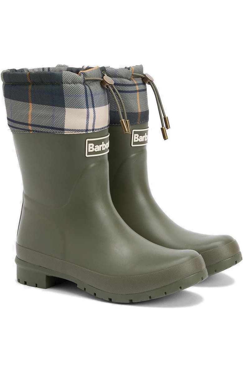 Barbour Mowbray Wellington Boot, Main, color, Olive/ Ancient Tartan