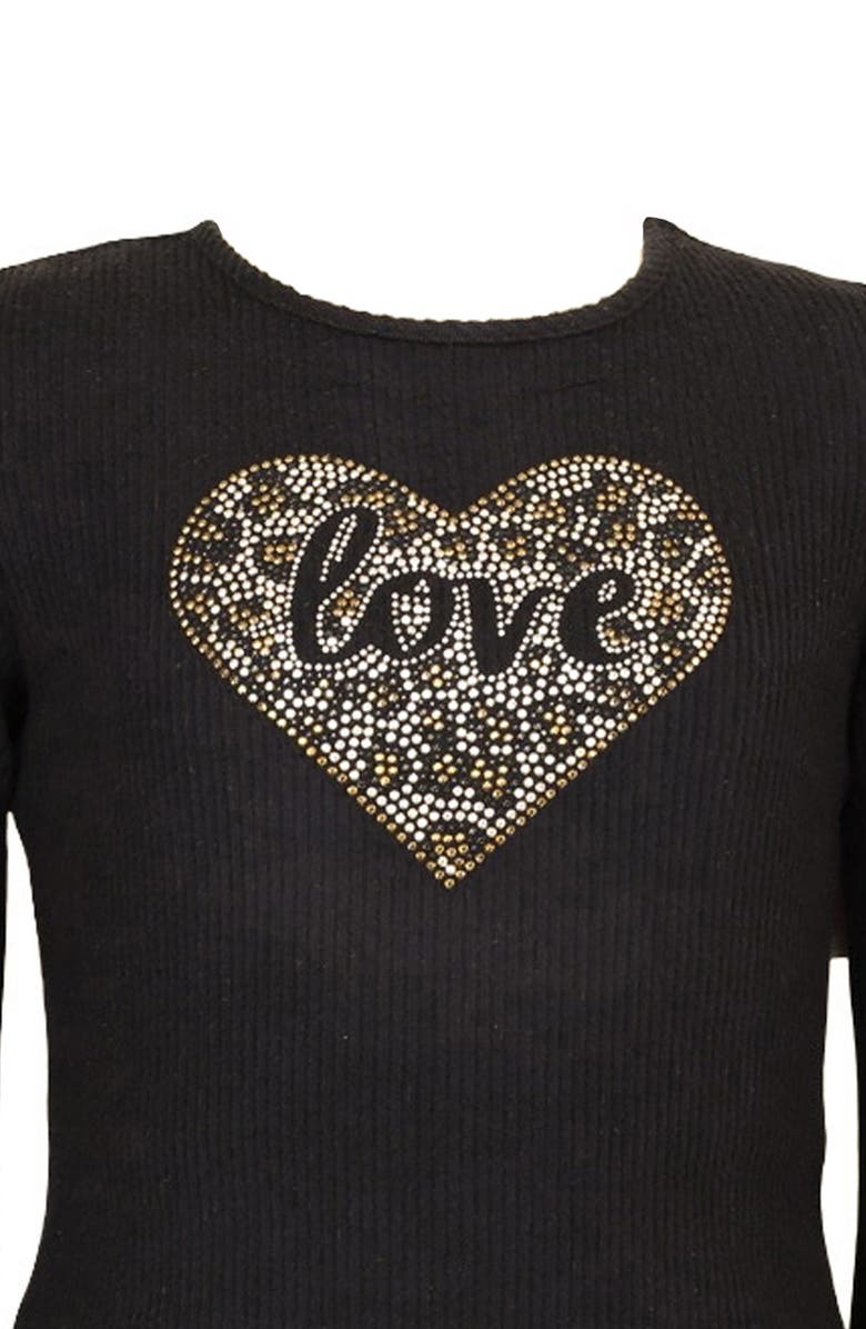 Zunie Kids' Leopard Heart Twofer Dress, Alternate, color, Black/ Tan