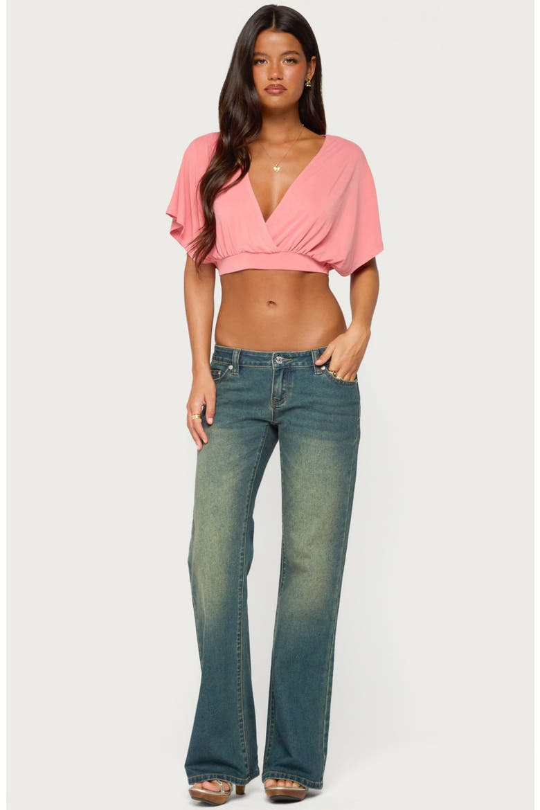 Candela V-Neck Crop Top, Alternate, color, CORAL