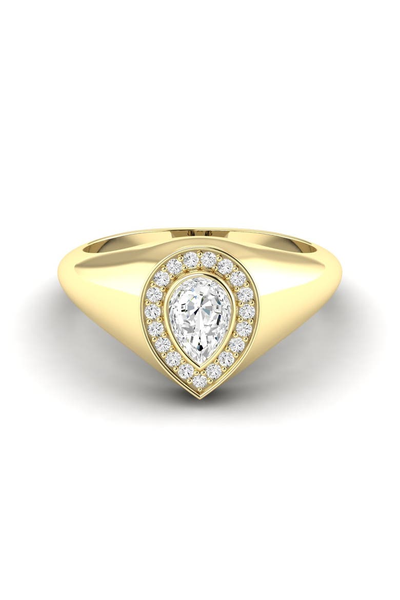 Pear Bezel Signet Lab Diamond Ring in 14K, Main, color, White Gold