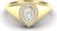 Everlee Pear Bezel Signet Lab Diamond Ring in 14K