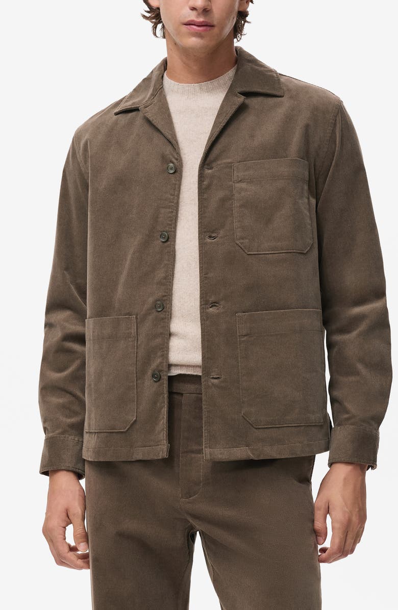 MANGO Regular Fit Corduroy Overshirt, Main, color, Mink Grey