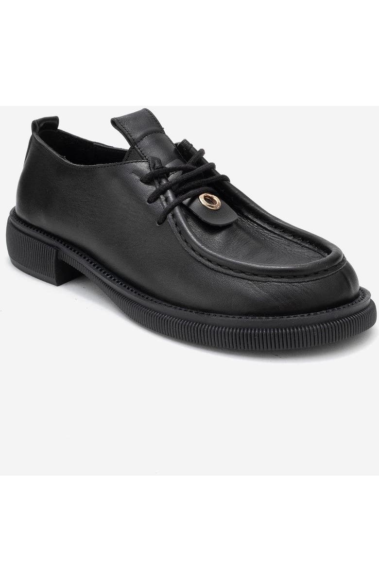 Forever & Always Shoes Band Leather Lace Up Loafer, Alternate, color, Black