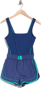 Free People FP Movement Varsity Blues Mixed Media Romper