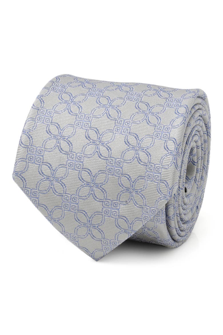 Grey Art Deco Silk Tie, Alternate, color, GRAY