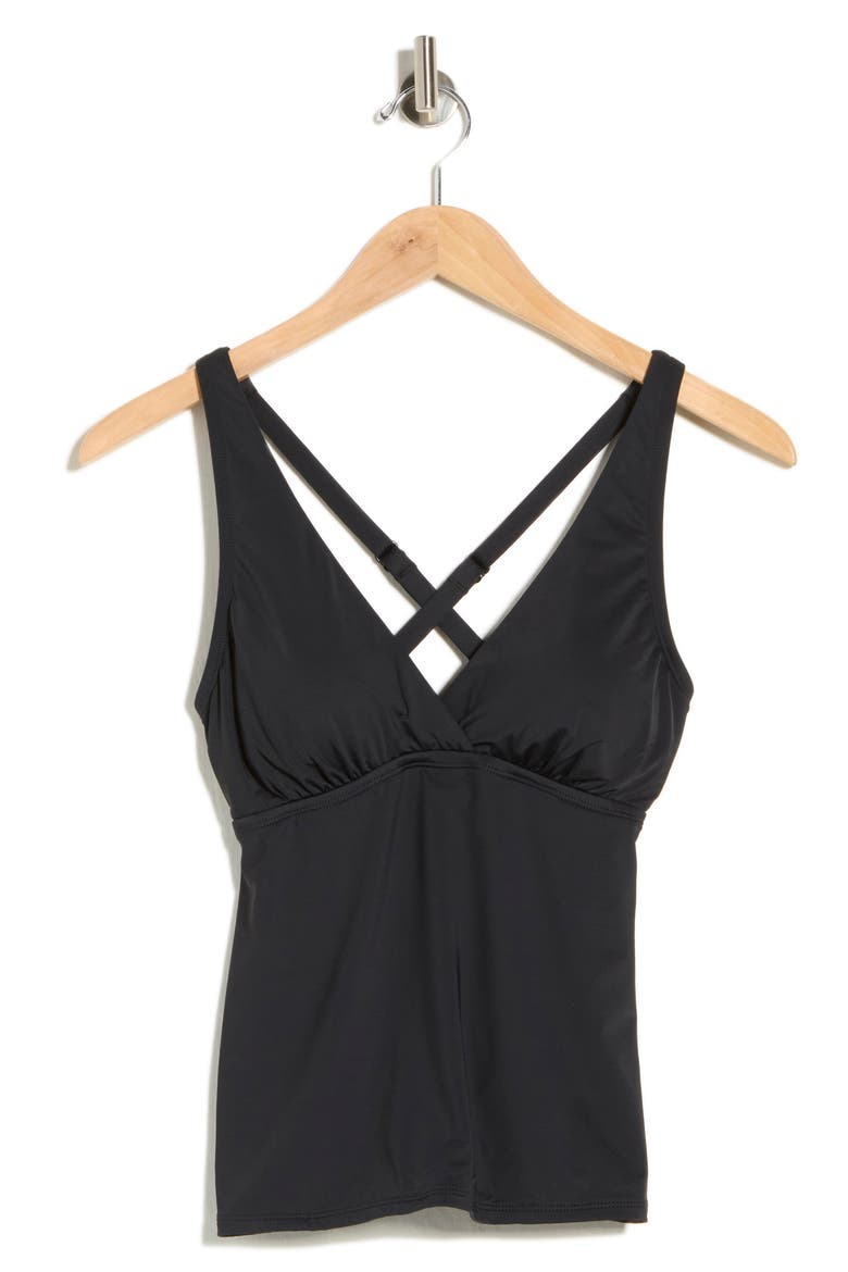 Susana Halter Tankini Top, Alternate, color, BLACK