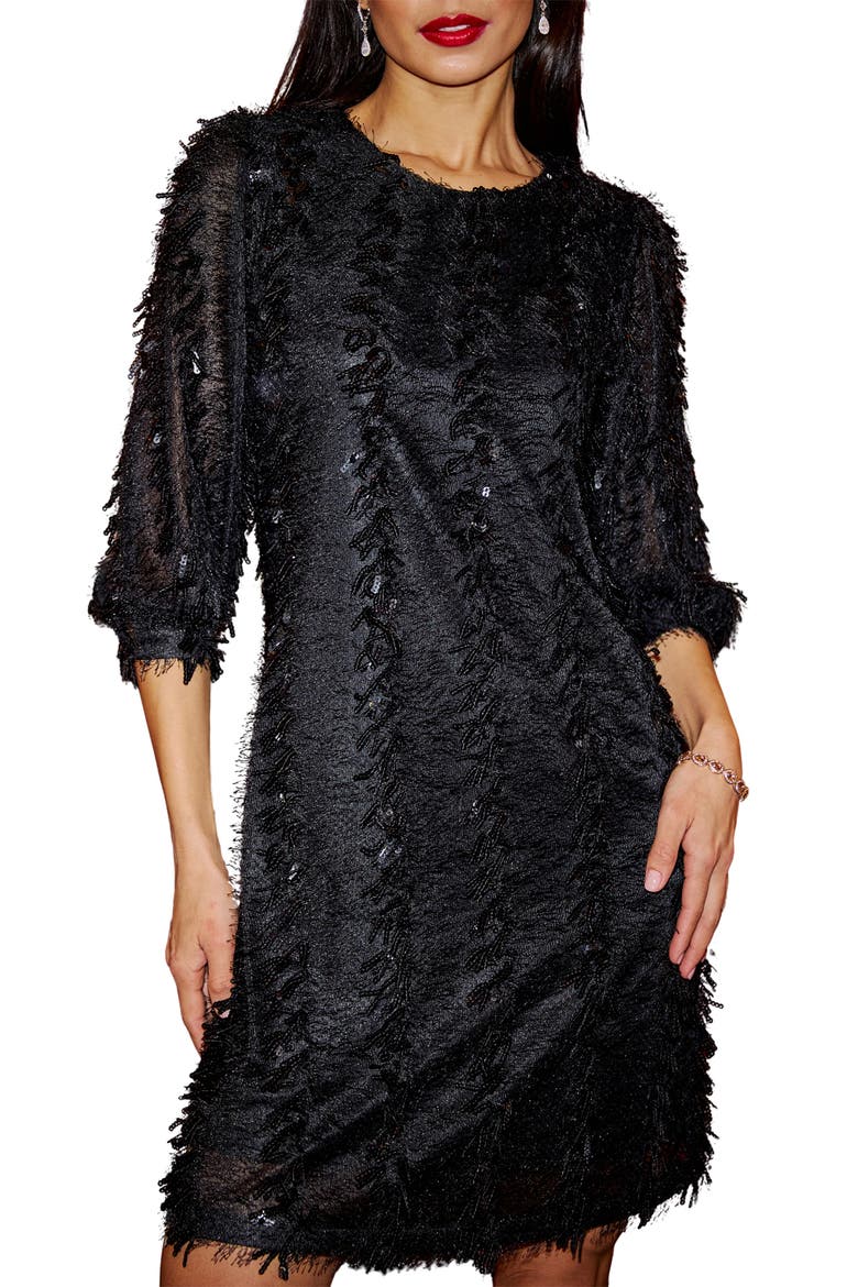 Sequin Mini Tunic Dress, Alternate, color, Black