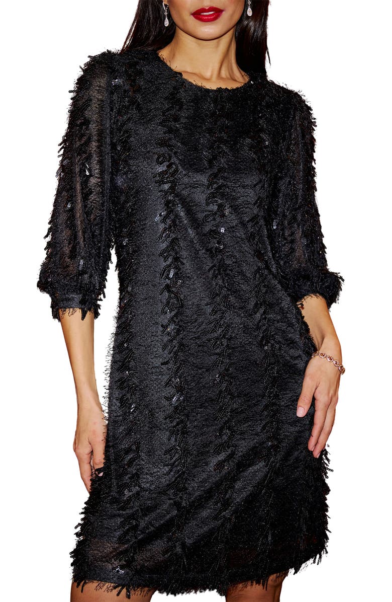 Yumi Hanging Sequin Tunic Dress, Alternate, color, Black