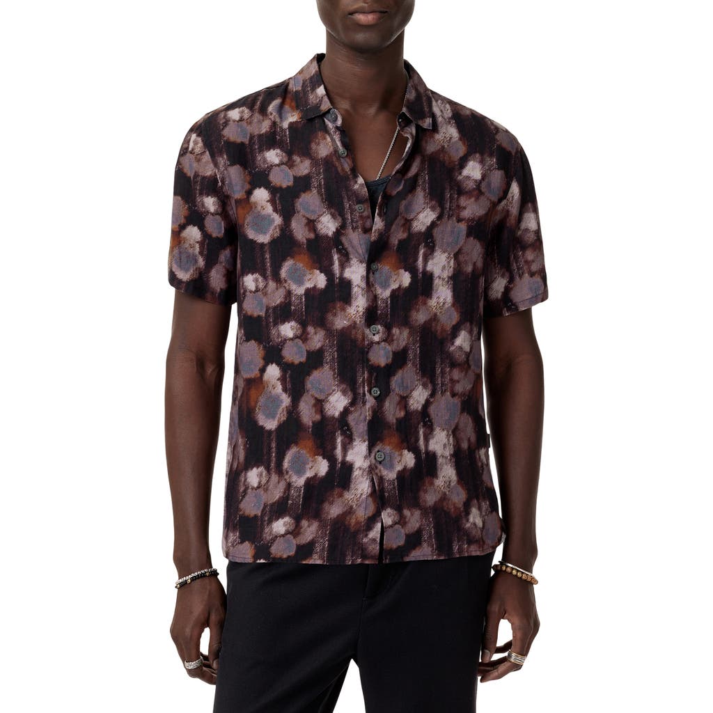 John Varvatos Sean Short Sleeve Button-up Shirt In Plum