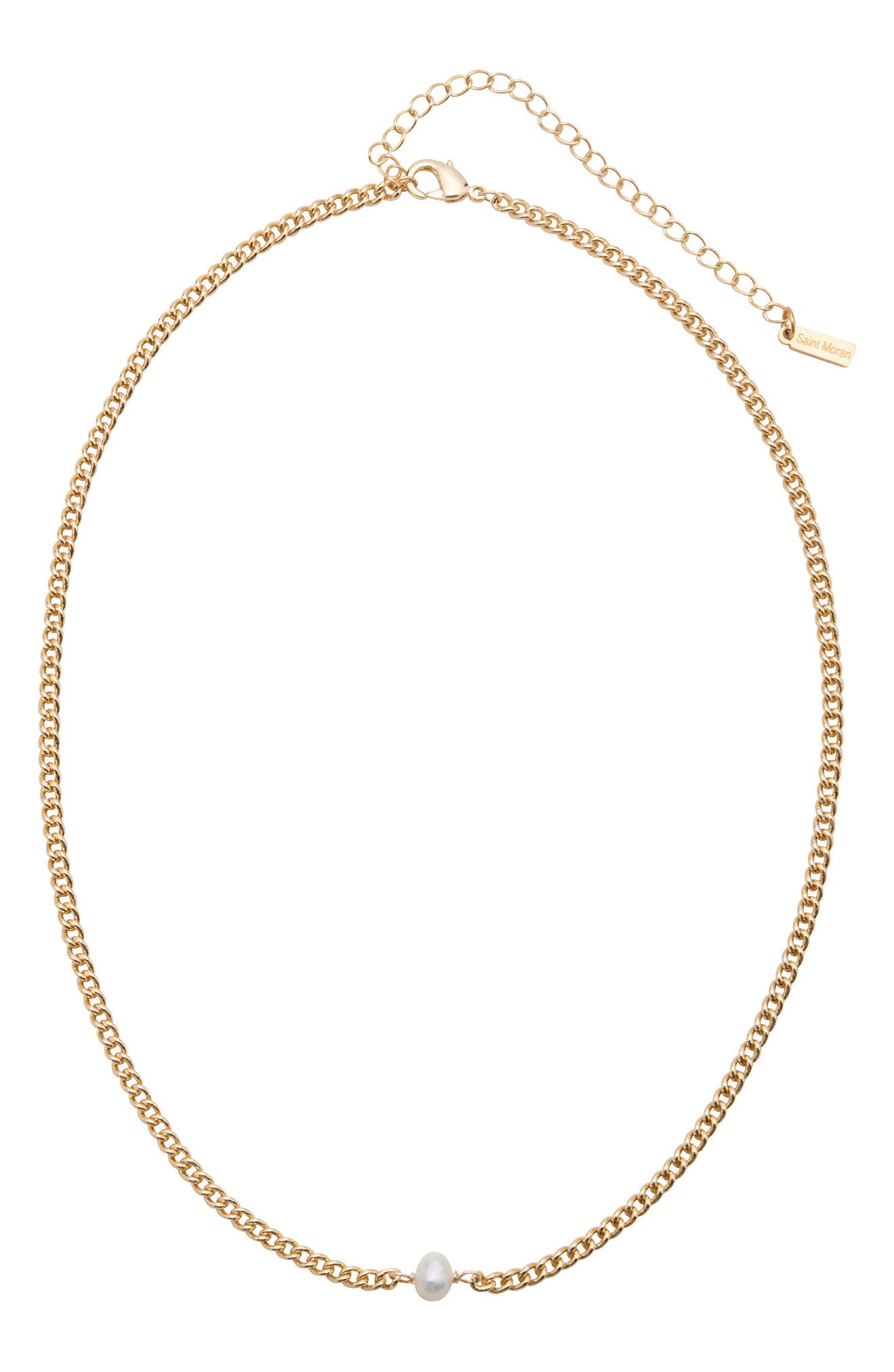 18K Gold Plated Freshwater Pearl Curb Chain Necklace