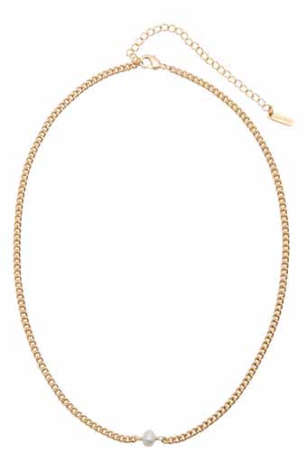st. Moran Freshwater Pearl Pendant Curb Chain Necklace