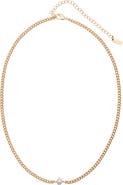 st. Moran 18K Gold Plated Freshwater Pearl Curb Chain Necklace