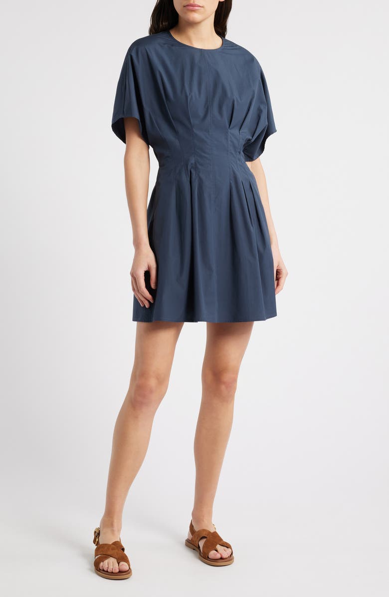 rag & bone Maddie Pleated Cotton Poplin Minidress, Main, color, 