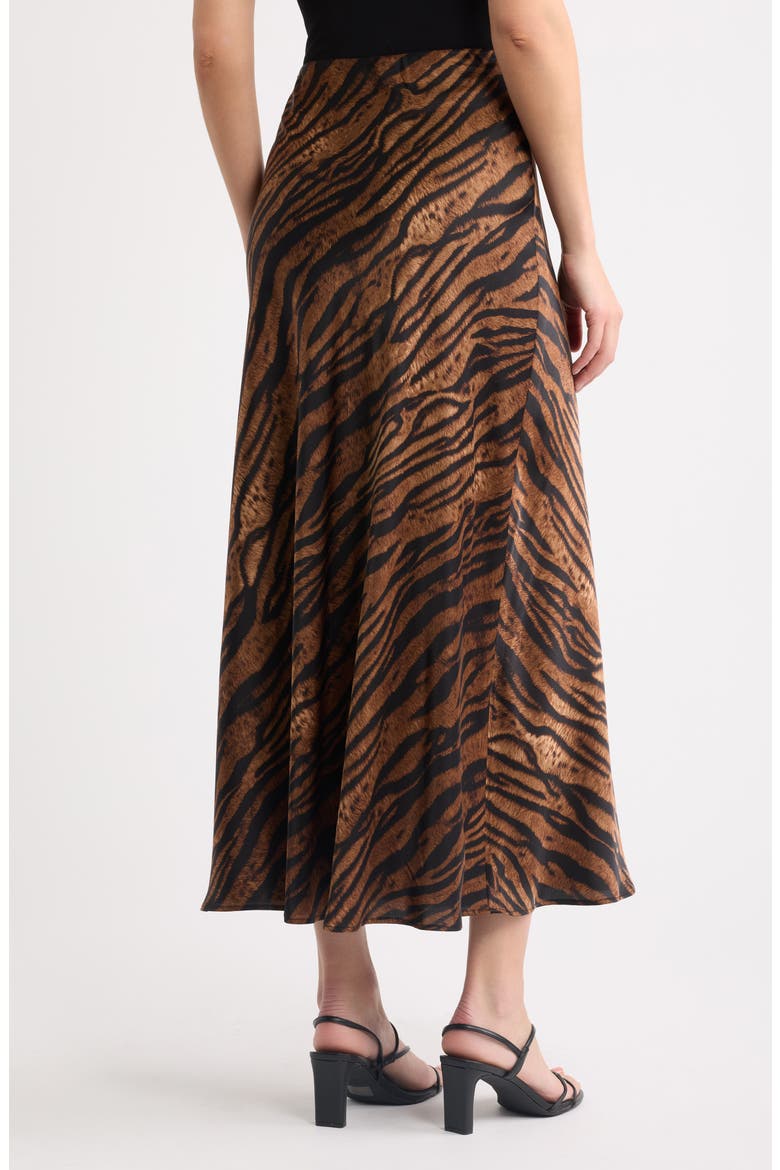 Print Pull-On Bias Flared Skirt, Alternate, color, ANNE BLACK/ BROWN MULTI