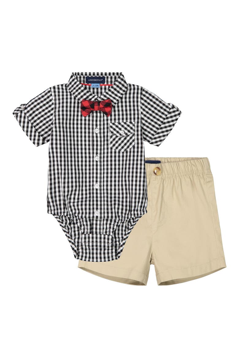 Bodysuit, Shorts & Bow Tie Set, Main, color, BLACK