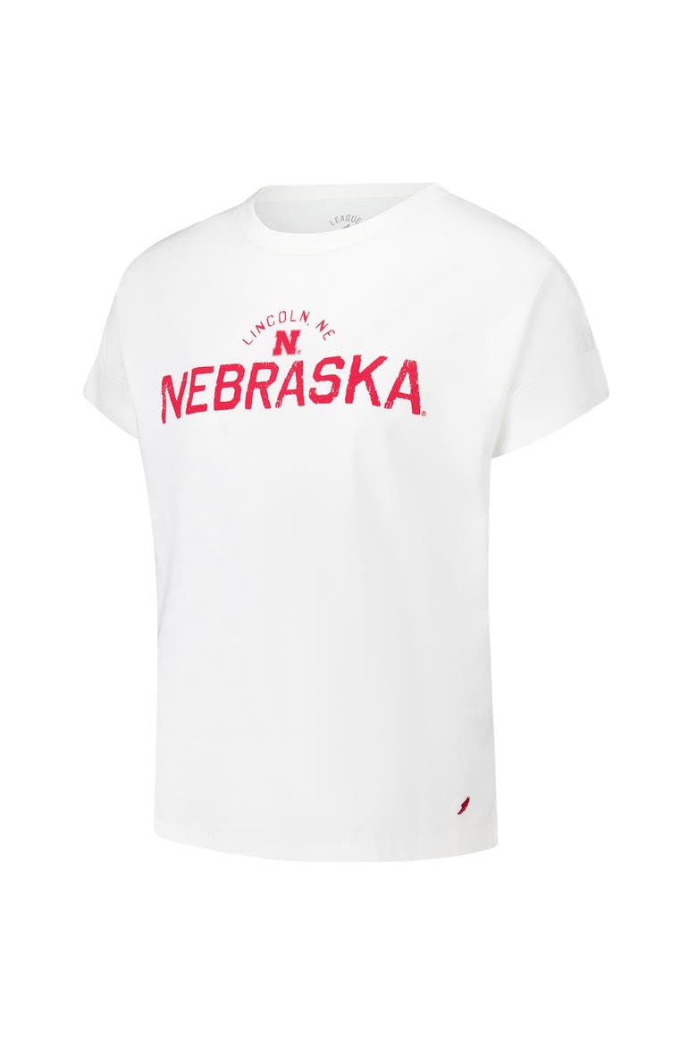 Women's League Collegiate Wear White Nebraska Huskers Slub Rolled Cuff T-Shirt, Alternate, color, White