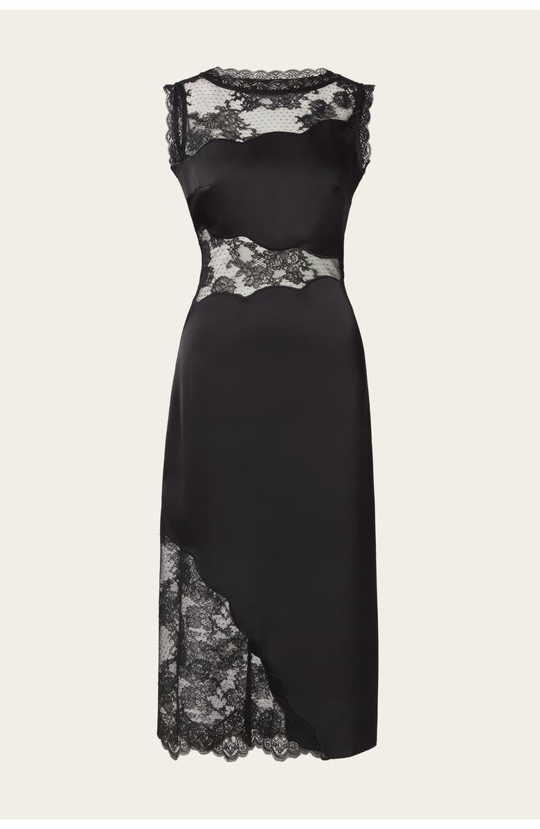 Malina Desire Lace Trimmed Cut Out Midi Dress, Alternate, color,