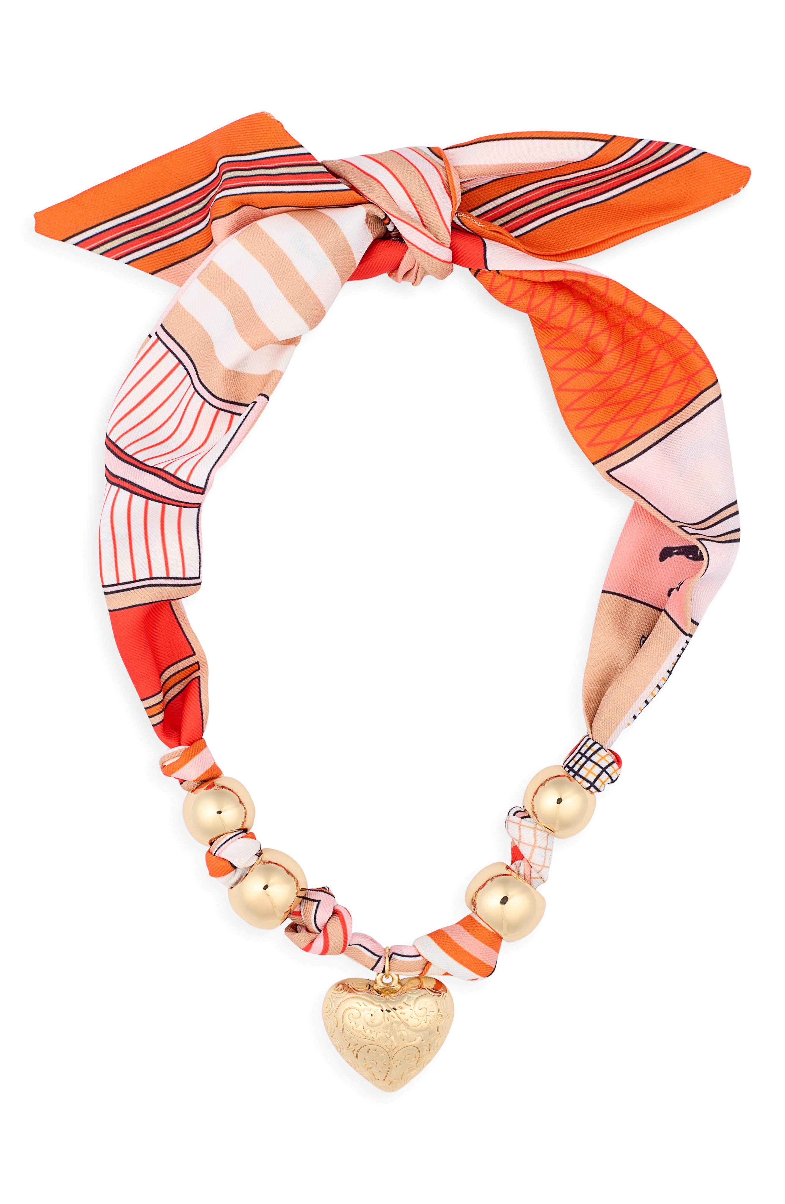 Heart Pendant Scarf Necklace