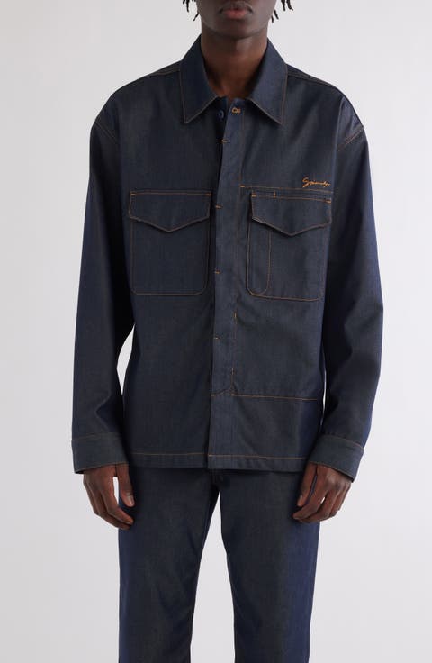 Military Silk Blend Denim Overshirt