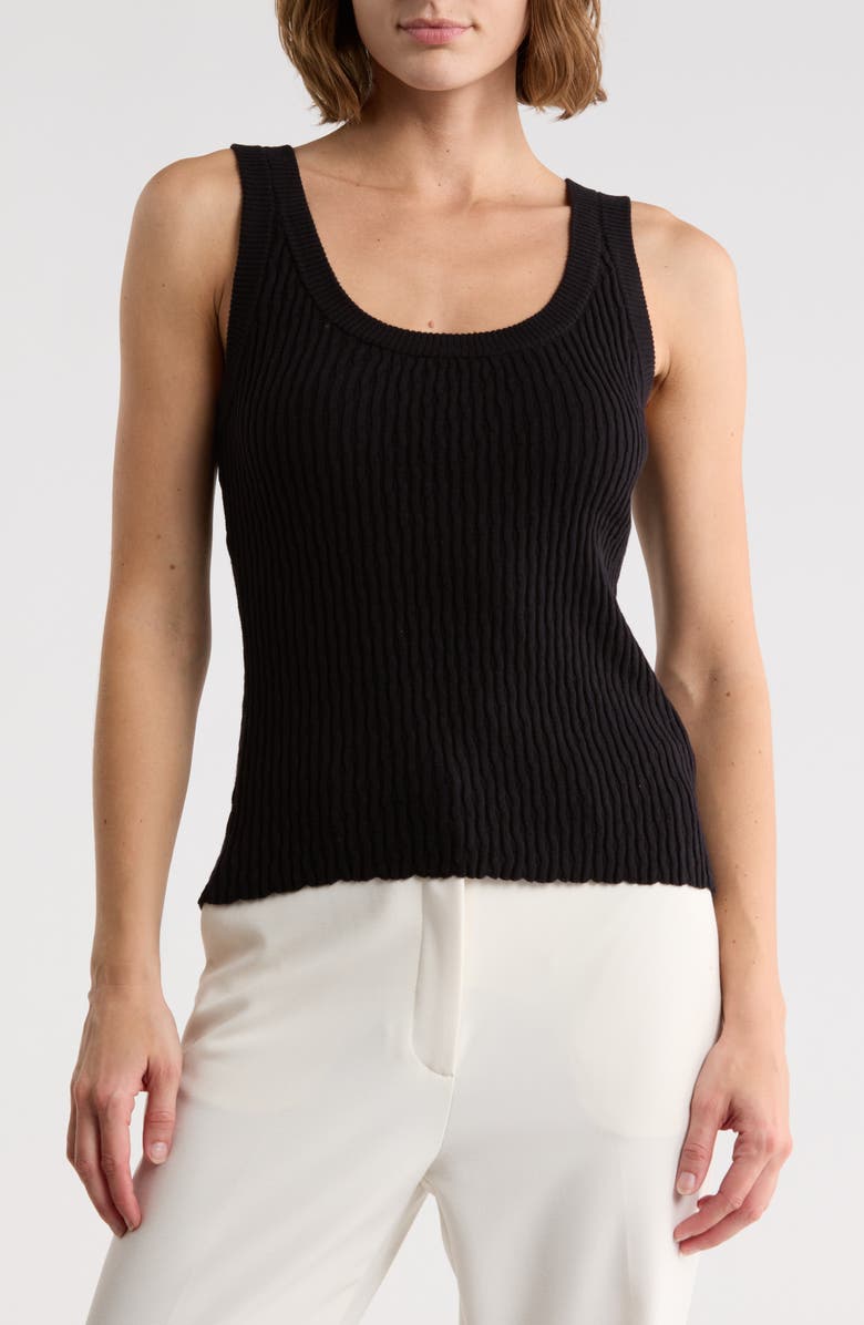 JASON WU Pointelle Cotton & Cashmere Sweater Tank, Main, color, Black