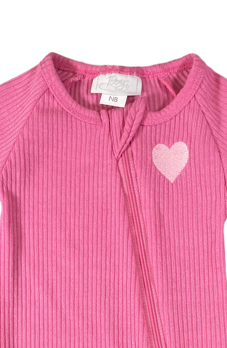 Toby Embroidered Heart Rib Knit Footie, Headband & Rattle Set, Alternate, color, 